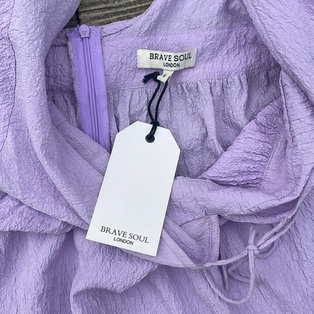 NWT Brave Soul London Lilac Open Back Tiered Dress - Picture 8 of 11